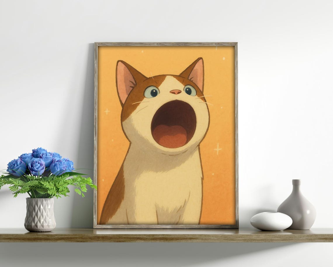 Screaming Cat, Bold Feline Art Print - Image 4