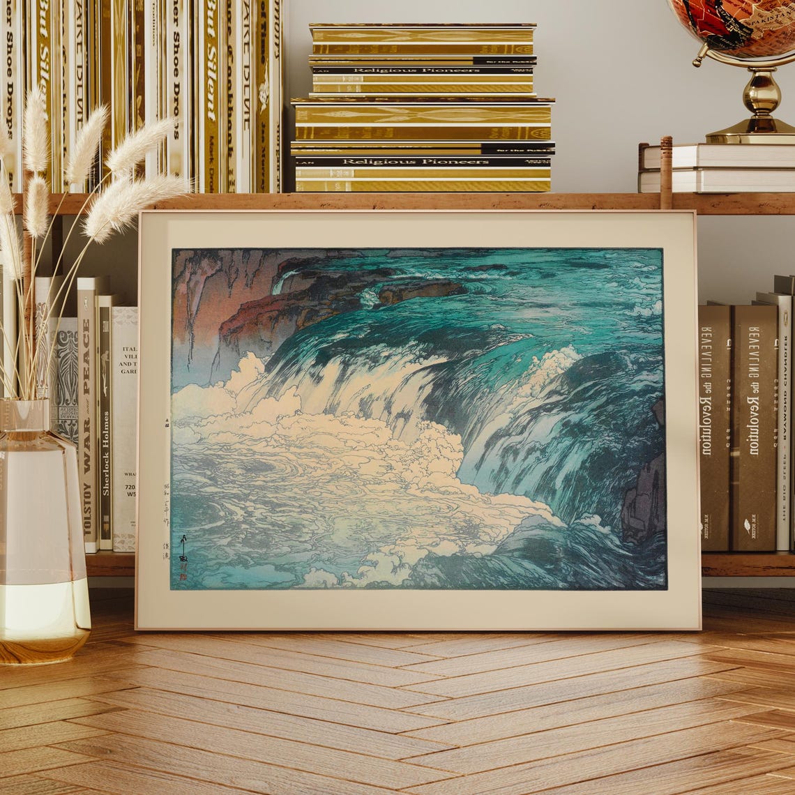 Yoshida Hiroshi Rapids Waterfall Turquoise Waves Woodblock Art Poster - Image 2