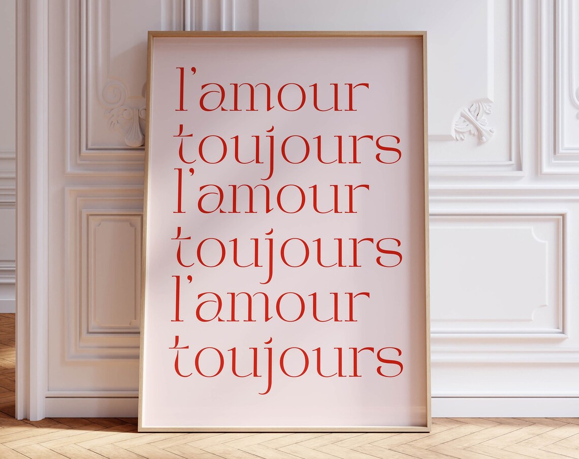 L'amour Toujours French Love Quote Typography Minimalist Art Poster