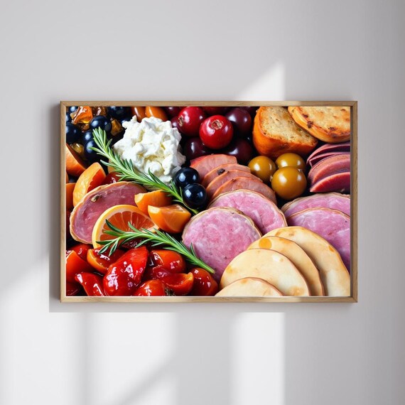 Gourmet Charcuterie Board Close Up Cured Meats Cheese Art Print