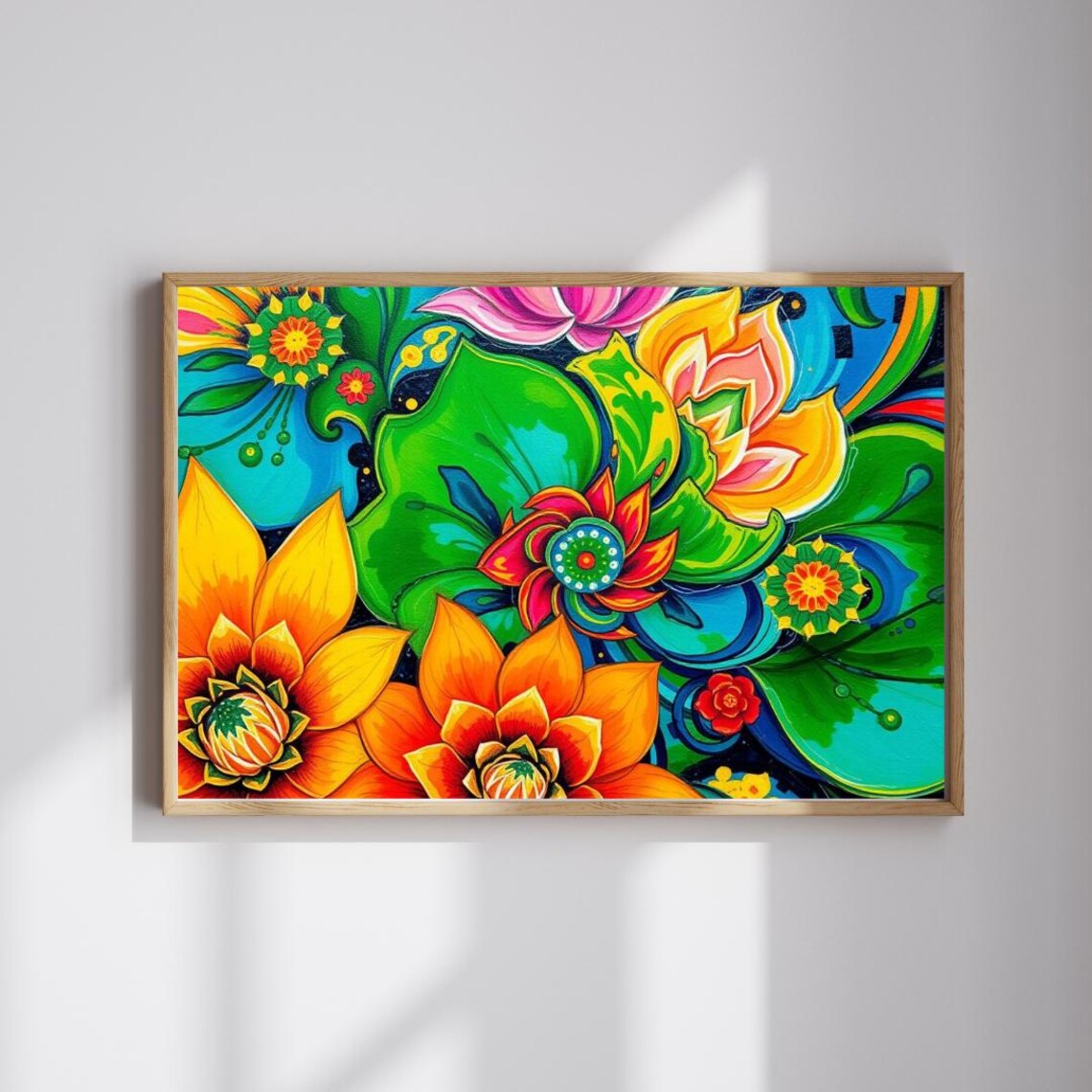 Bold Tropical Flower Abstract Colorful Modern Living Room Poster