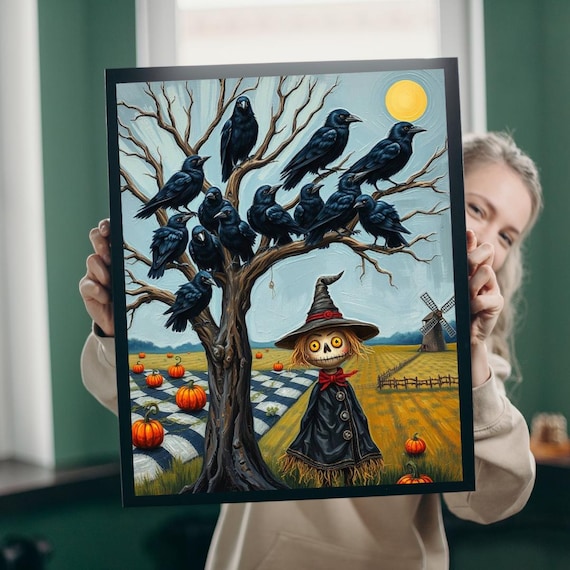 Feathered Frenzy Jigsaw Puzzle Scarecrow And Crows Halloween Fall Activity