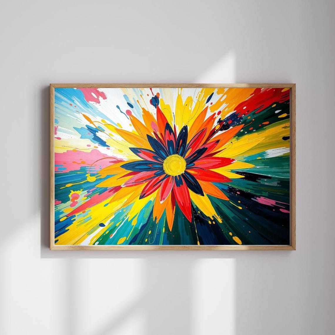Exploding Colorful Flower Burst Abstract Vibrant Modern Poster