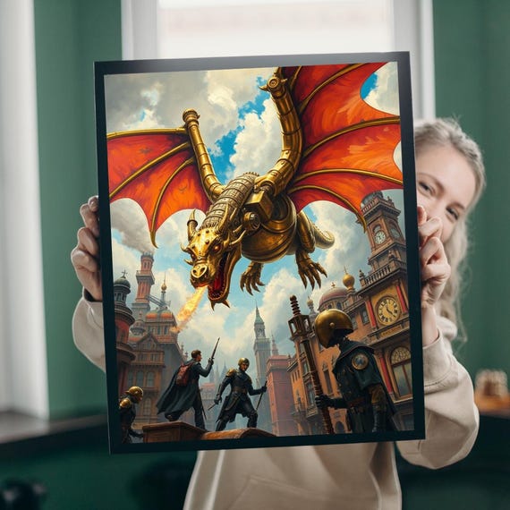 Steampunk Dragon Jigsaw Puzzle Brass Gears Victorian Metropolis