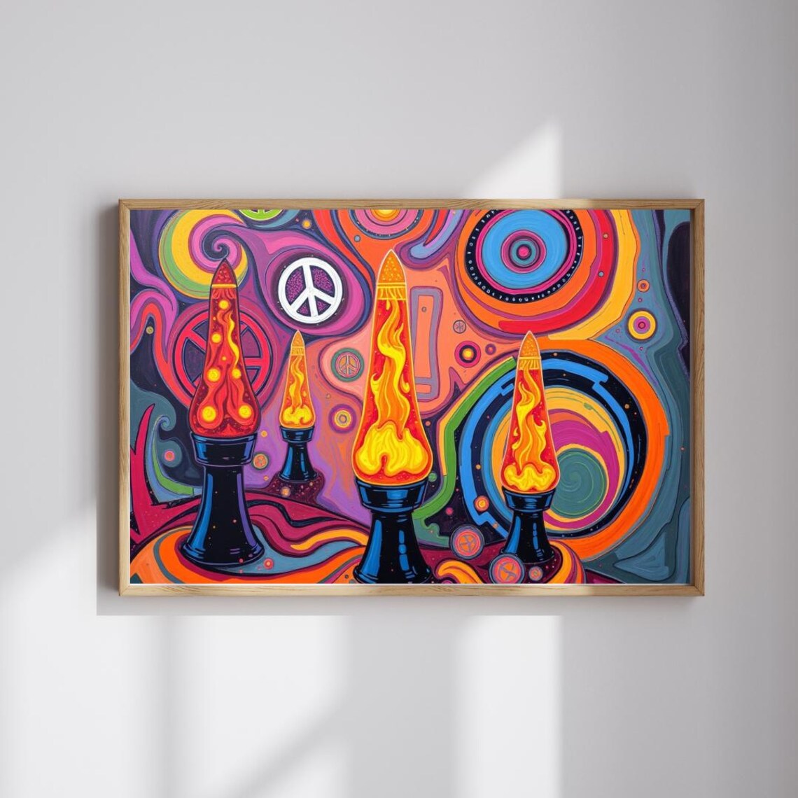 Psychedelic Lava Lamps with Peace Sign Groovy Retro Flower Power Poster