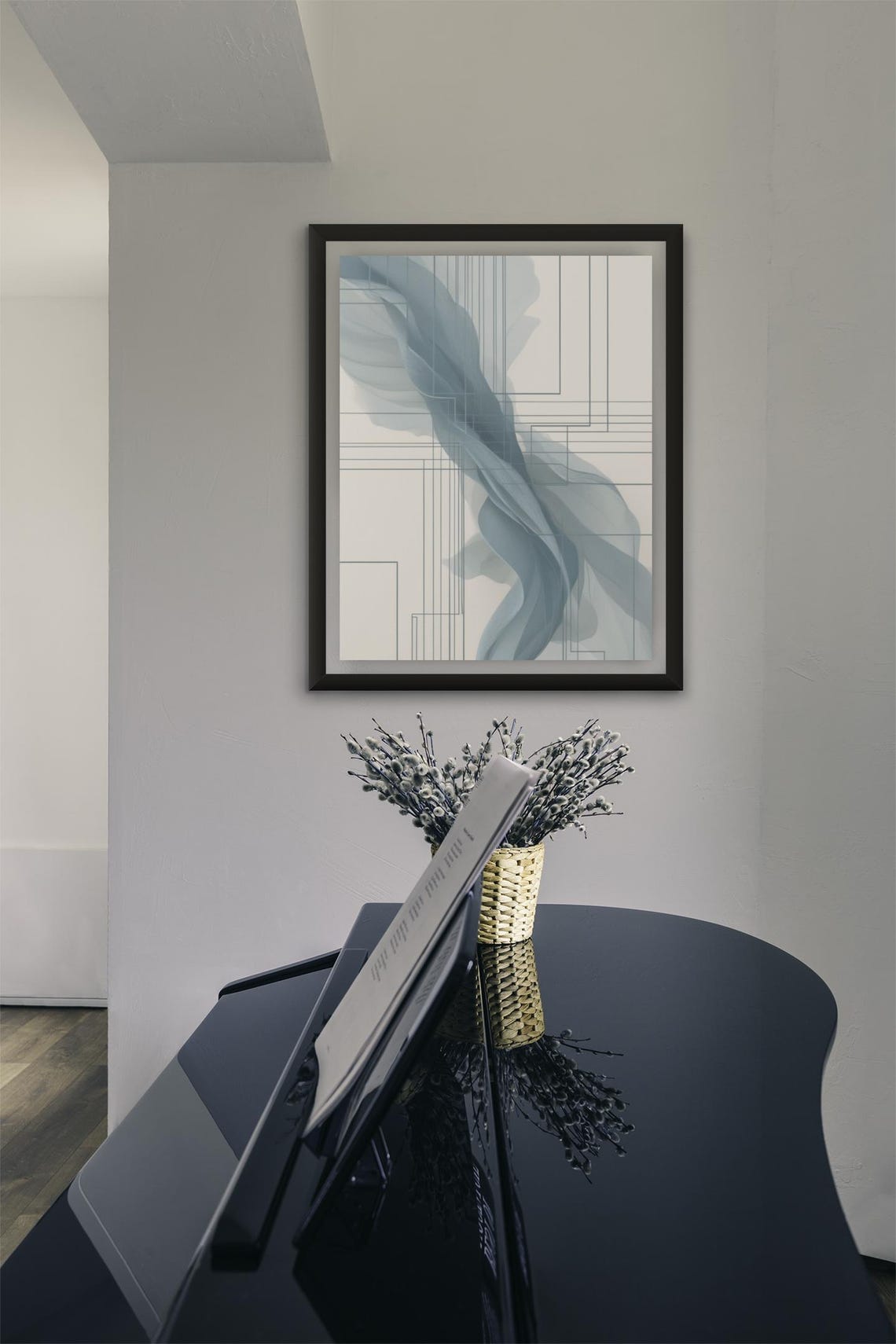 Blue Geometrical Abstract Print Minimalist Home Office Decor Simple Modern Wall Decor - Image 3