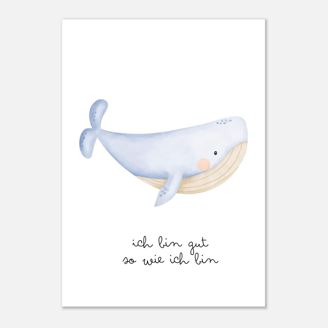 Gentle Blue Whale 'I Am Enough As I Am' Affirmation Nursery Poster - Image 2