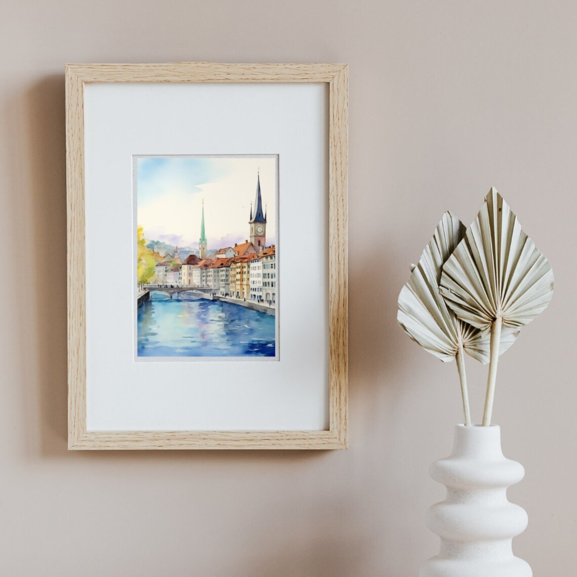 Zurich Watercolor Print, Switzerland Landmark Decor - Image 2