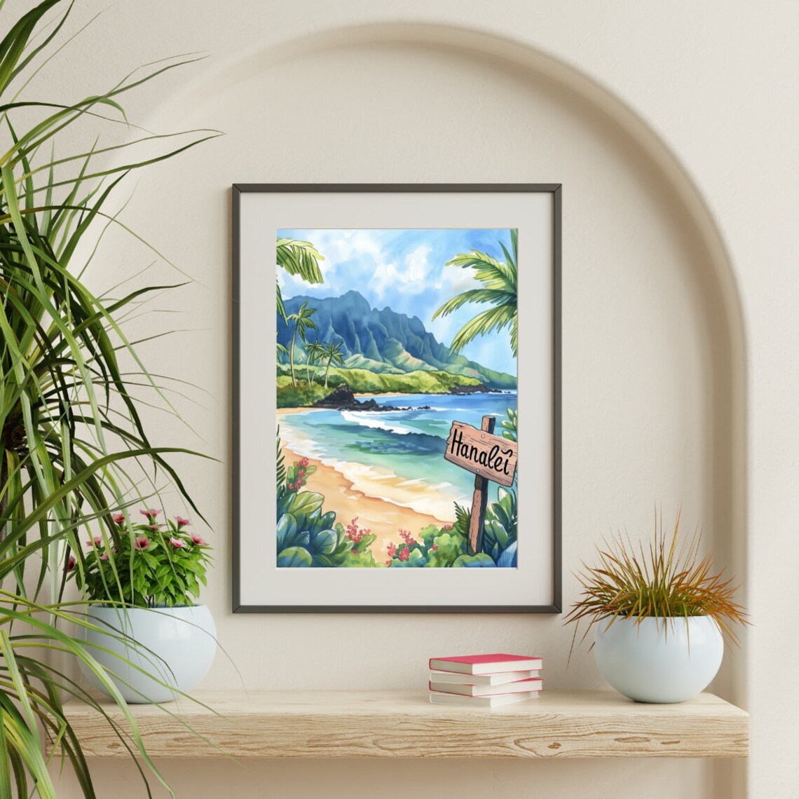 Hanalei Watercolor Travel Poster, Kauai Hawaii - Image 3