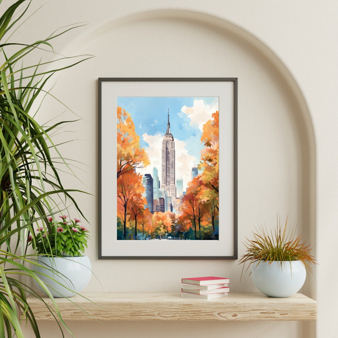 Empire State Building Framed by Autumn Trees New York City Poster - Image 3