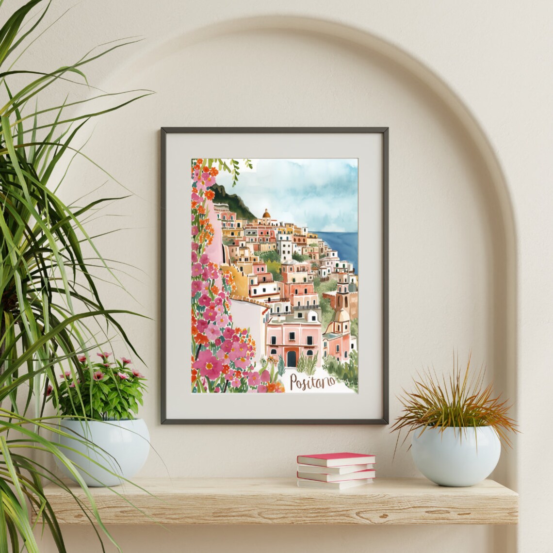 Positano Watercolor Travel Poster, Amalfi Coast - Image 3