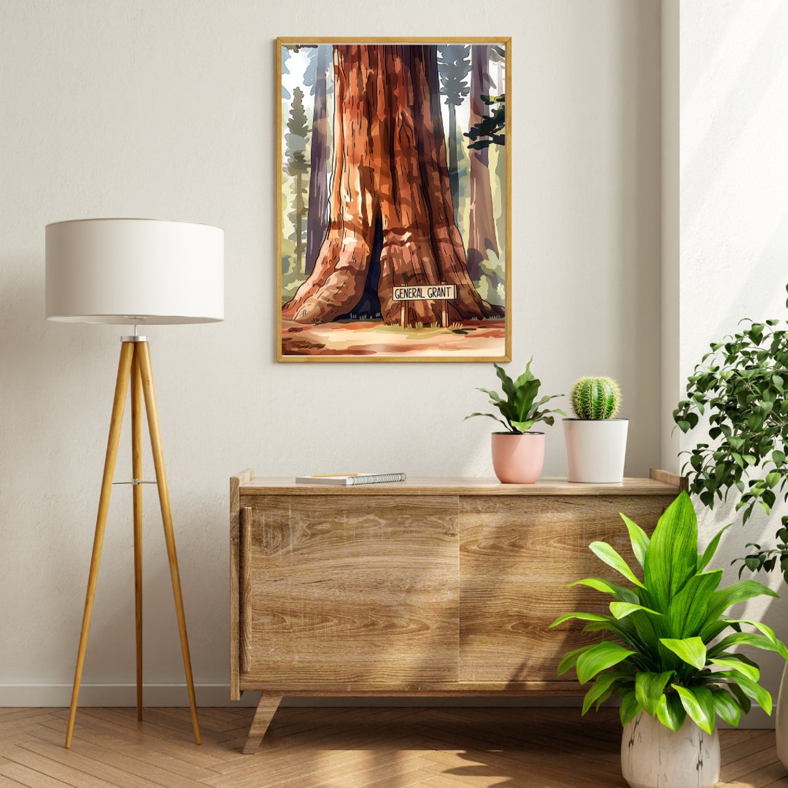 General Grant Giant Sequoia Tree With Trail Sign California Poster - Image 2