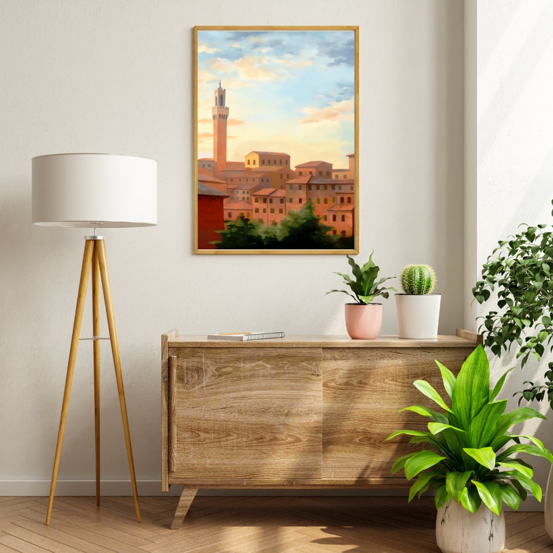 Siena Terracotta Rooftops and Torre del Mangia Watercolor Poster - Image 2