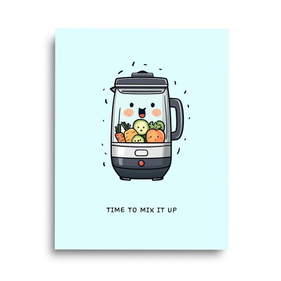 Sassy Blender Print Funny Kitchen Wall Art Quirky Cooking Home Decor Witty Chef Pun Fun Culinary Poster Cook