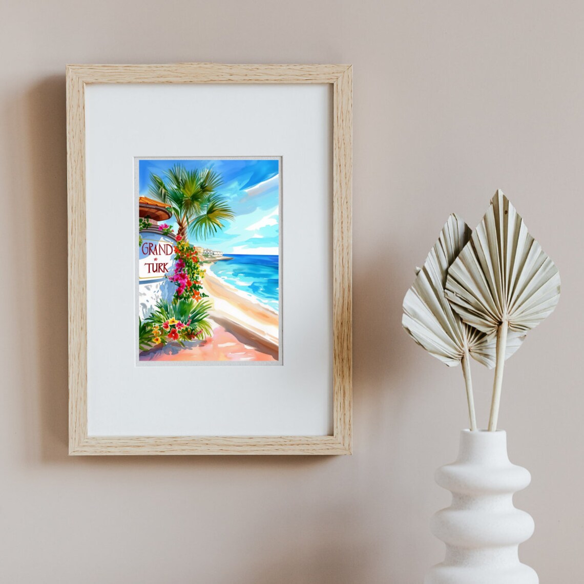 Grand Turk Watercolor Travel Poster, Turks and Caicos - Image 2