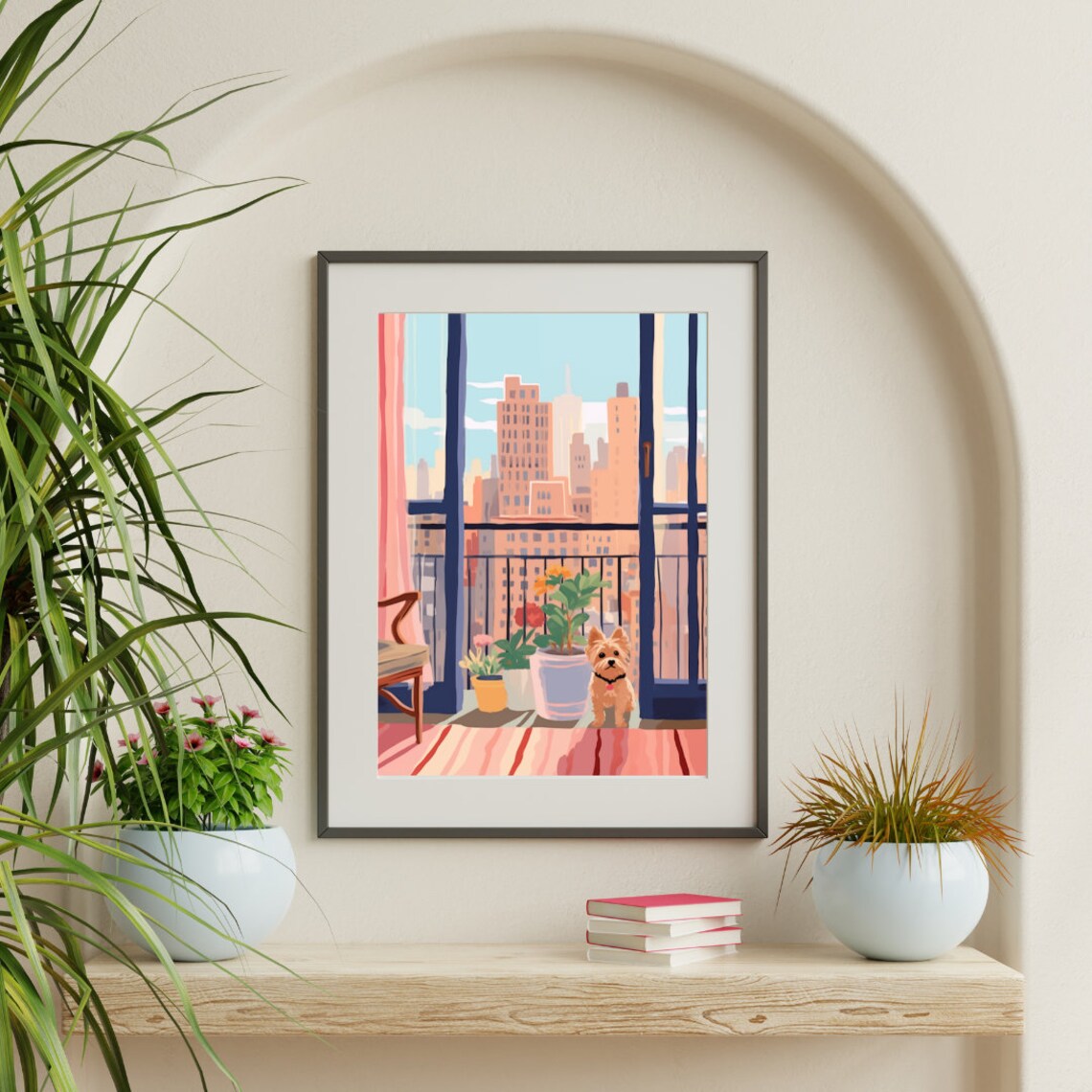 NYC Yorkie Watercolor Print, New York Travel Poster - Image 3