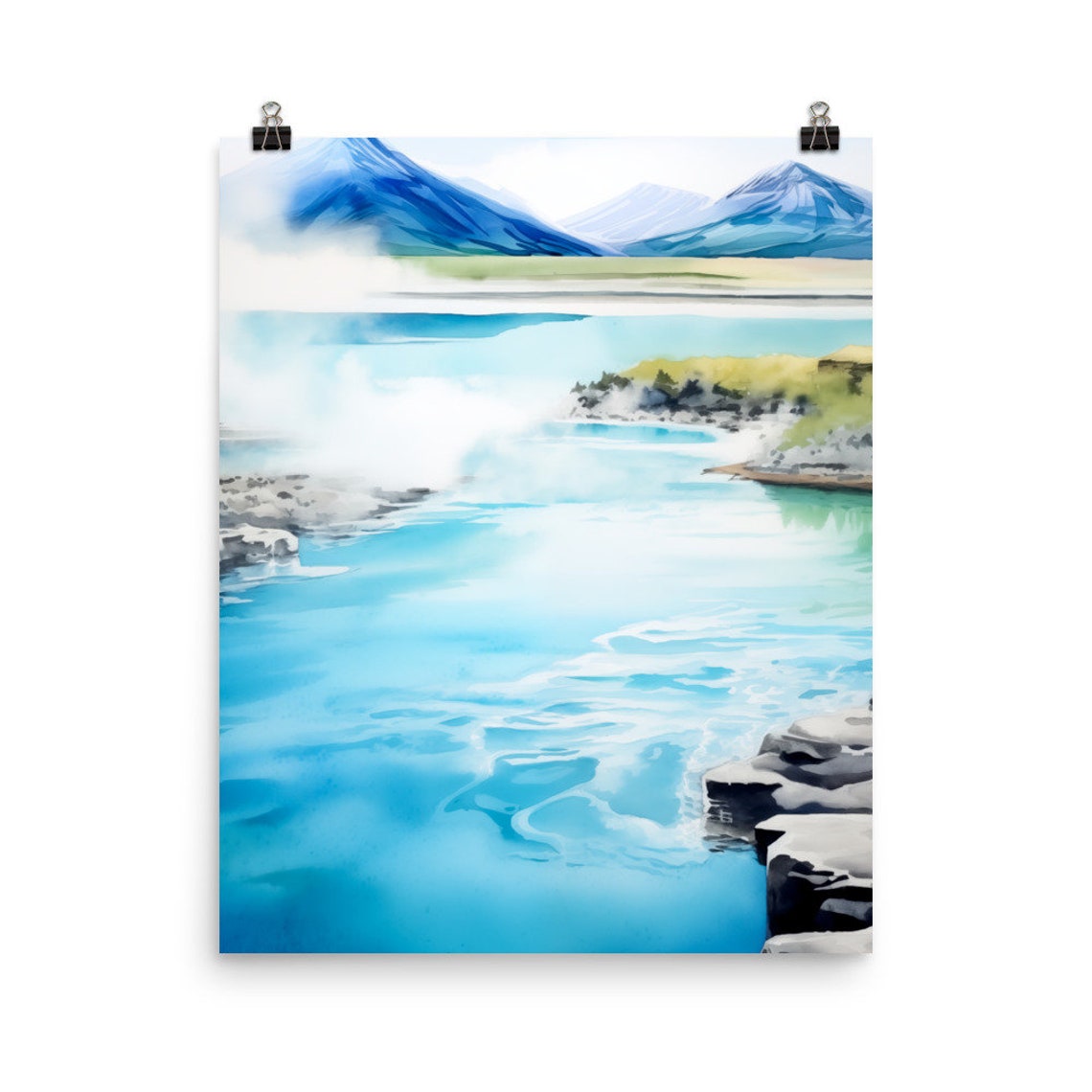 Blue Lagoon Iceland Milky Blue Geothermal Waters And Mountains Poster
