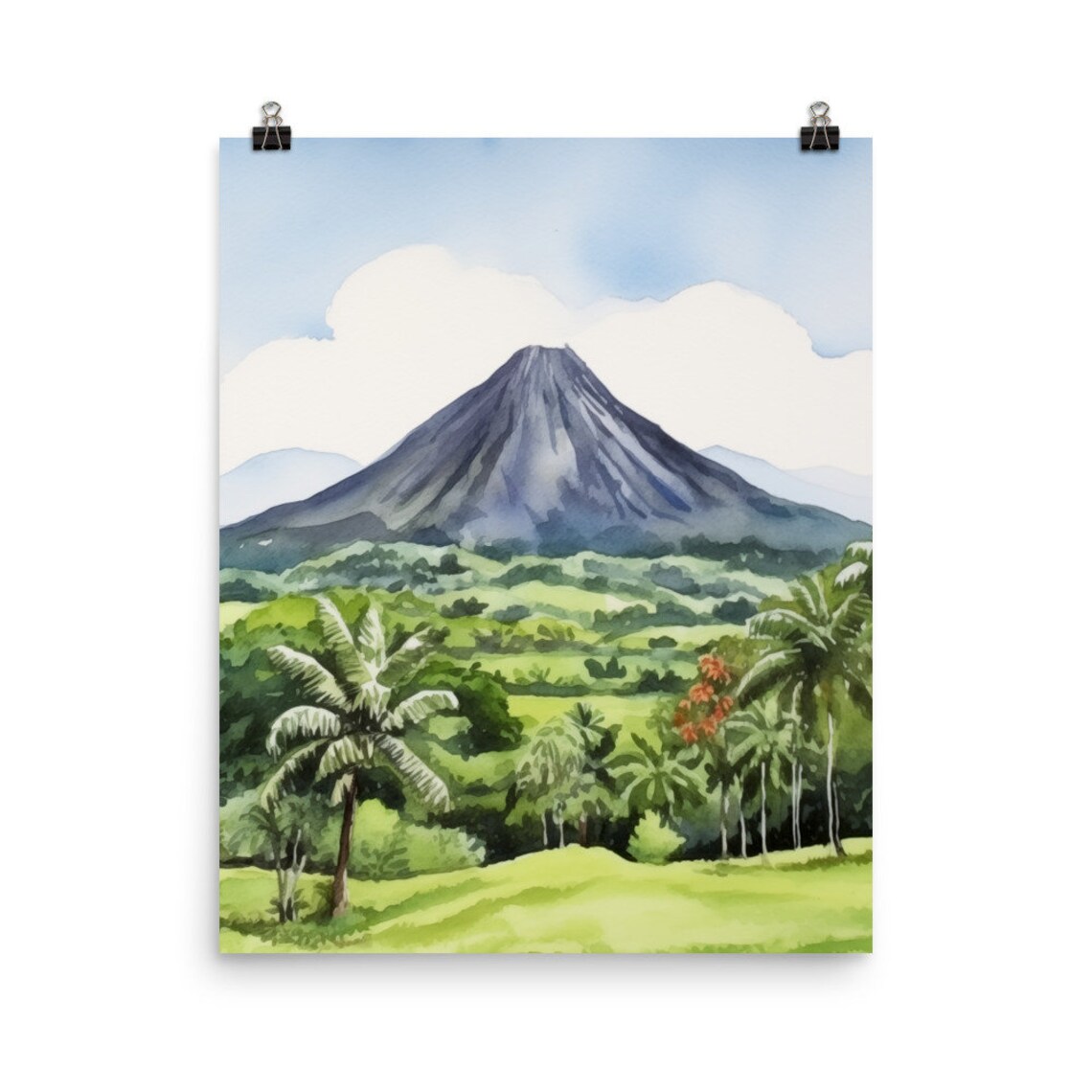 Arenal Volcano Costa Rica Travel Poster, Rainforest