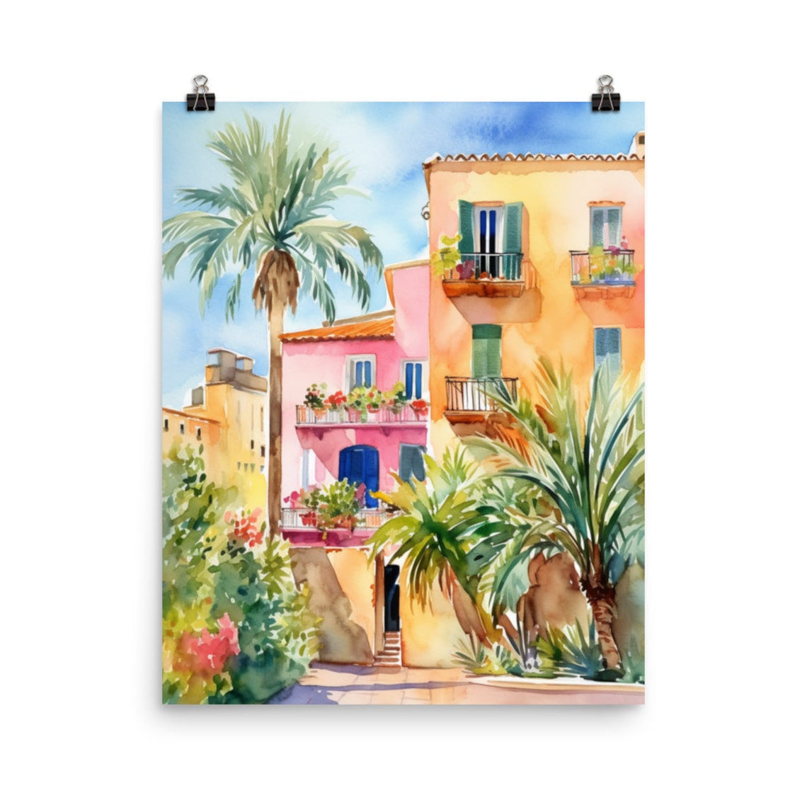 Palma De Mallorca Watercolor Travel Poster, Spain