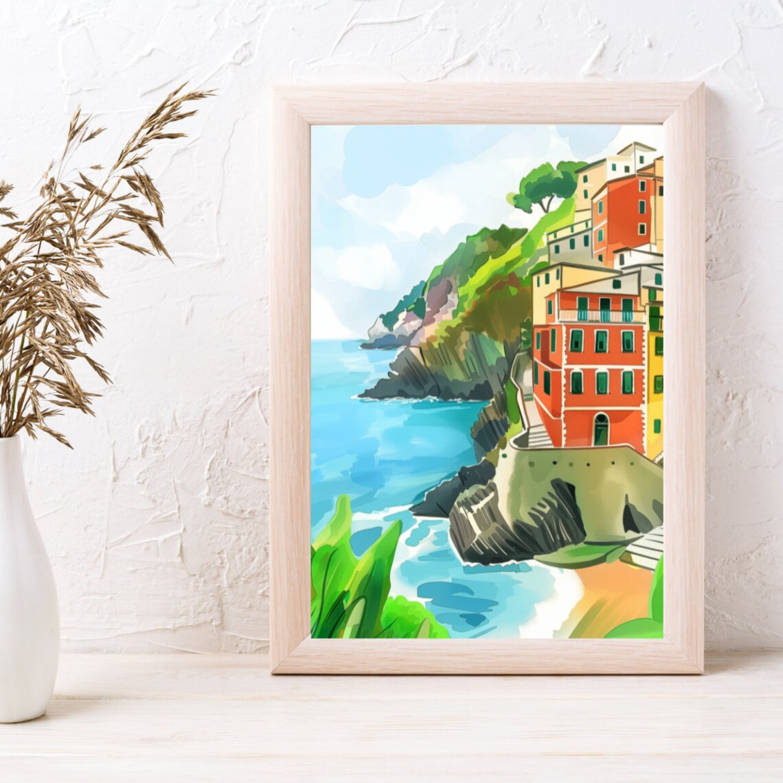 Riomaggiore Colorful Cliff Houses Over the Sea Travel Poster - Image 3