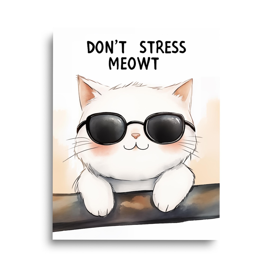 Dont Stress Meowt Funny Cat Sunglasses Relaxation Quote Poster