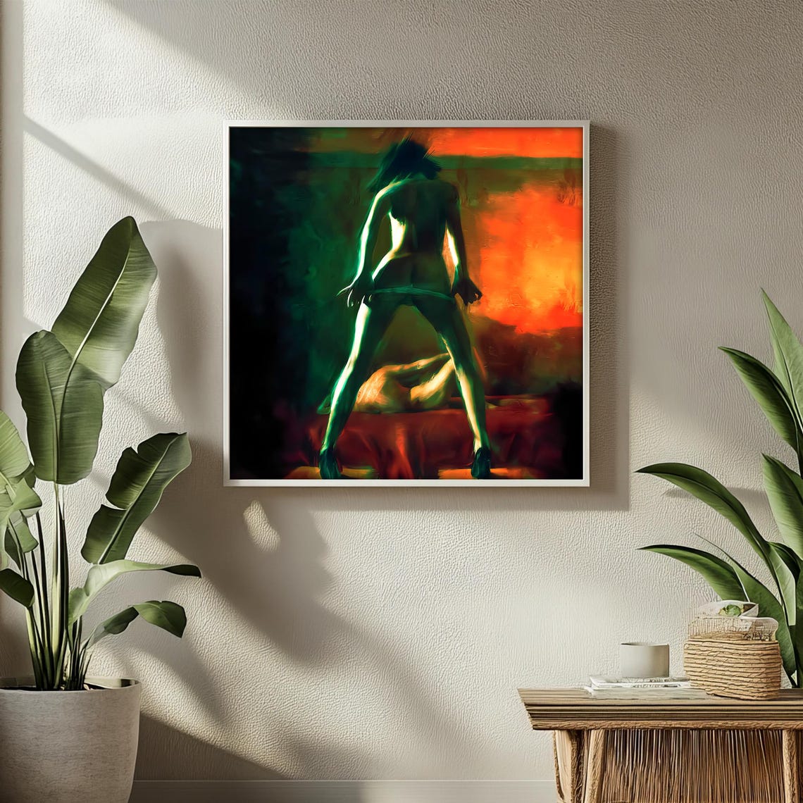 Sensual Woman Silhouette in Fiery Colors Intense Dance Art Poster - Image 2