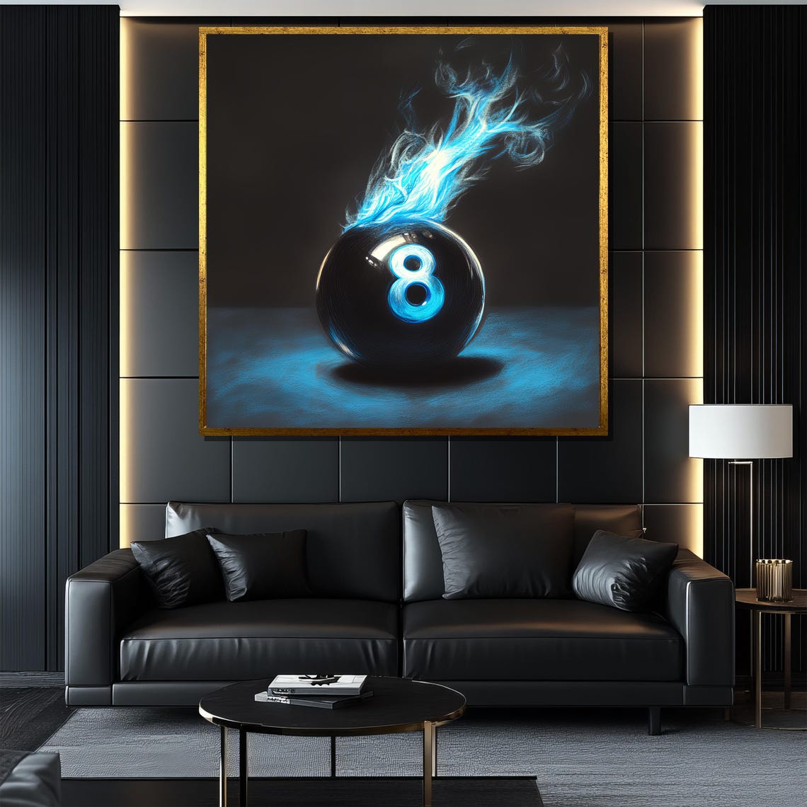 Flaming 8 Ball With Blue Fire Billiards Game Room Art Poster - Image 4