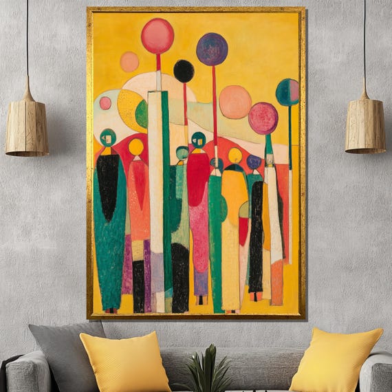Colorful Abstract People Painting Modern Figurative Wall Art Vibrant Geometric Home Decor Unique Artistic Gift Idea