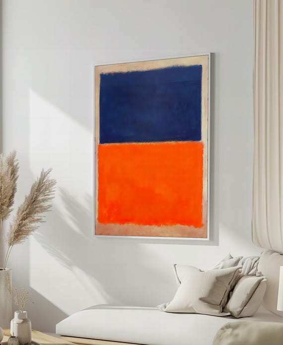 Mark Rothko Painting Bold Blue And Vibrant Orange Abstract Art Unique Gift For Contemporary Art Lovers