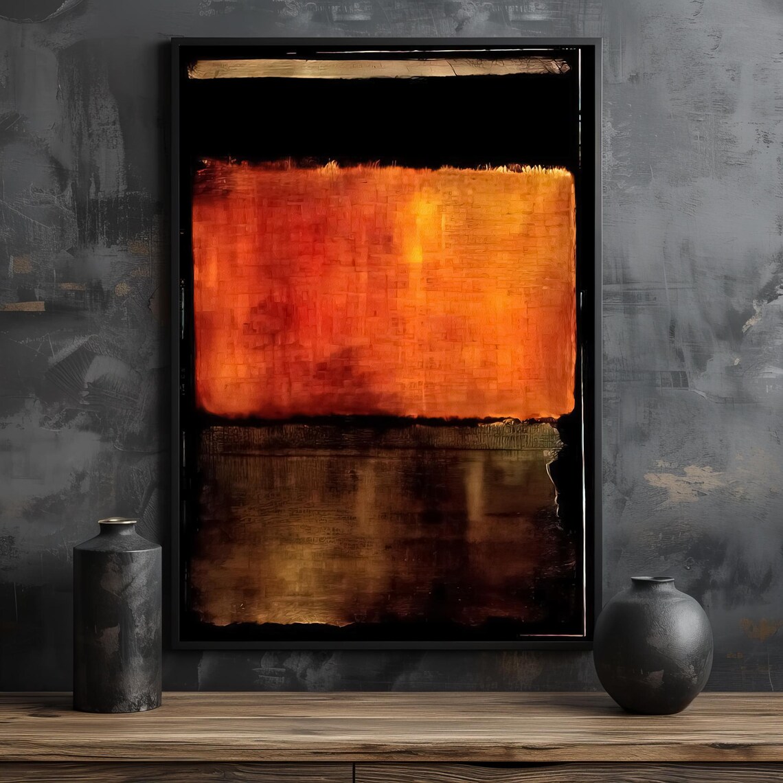 Orange And Black Abstract Painting Mark Rothko Art With Rich Hues For Modern Home Decor Unique Gift Idea - Image 2