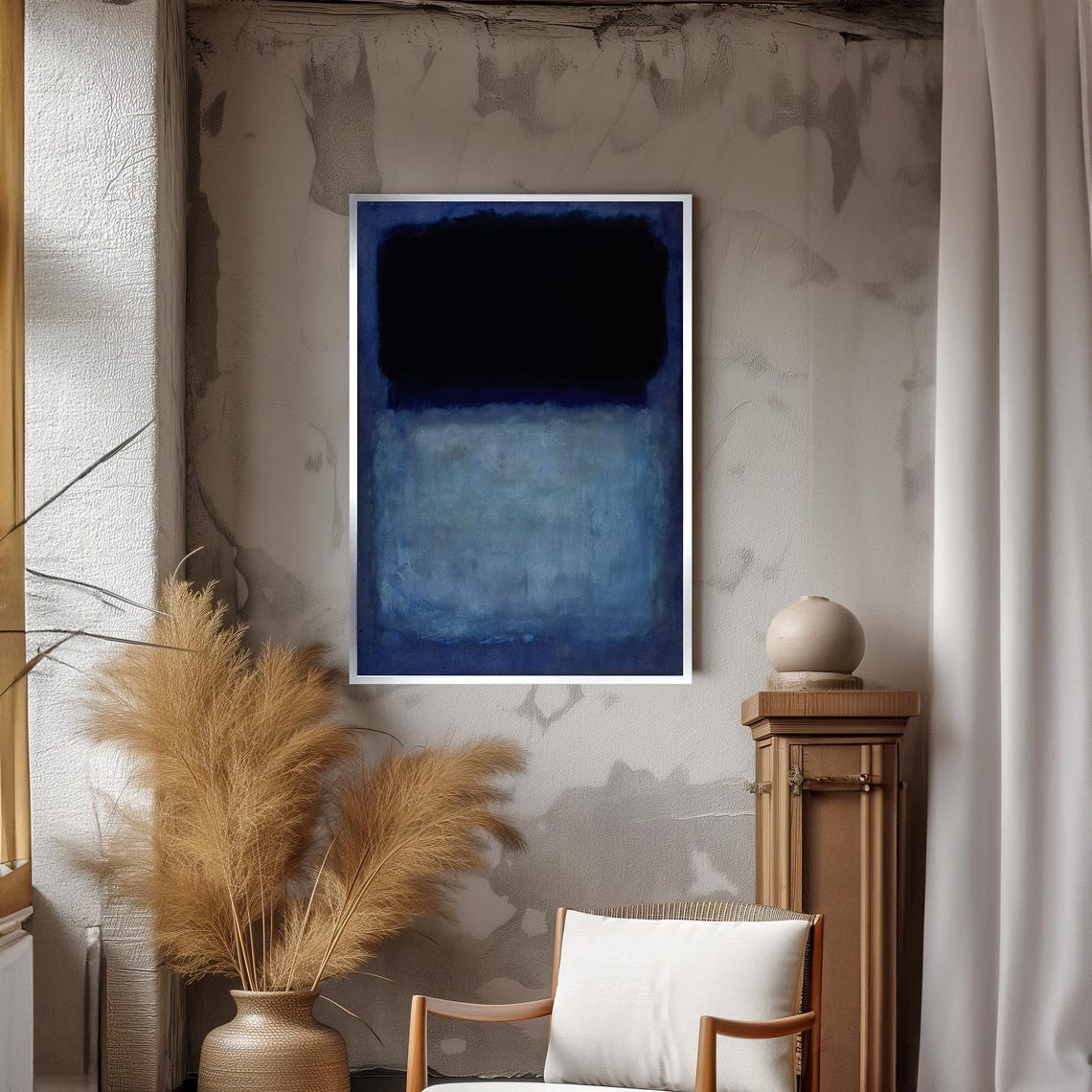 Moody Black And Blue Abstract Painting By Mark Rothkos Deep Color Field Art Contemporary Home Decor Gift - Image 3
