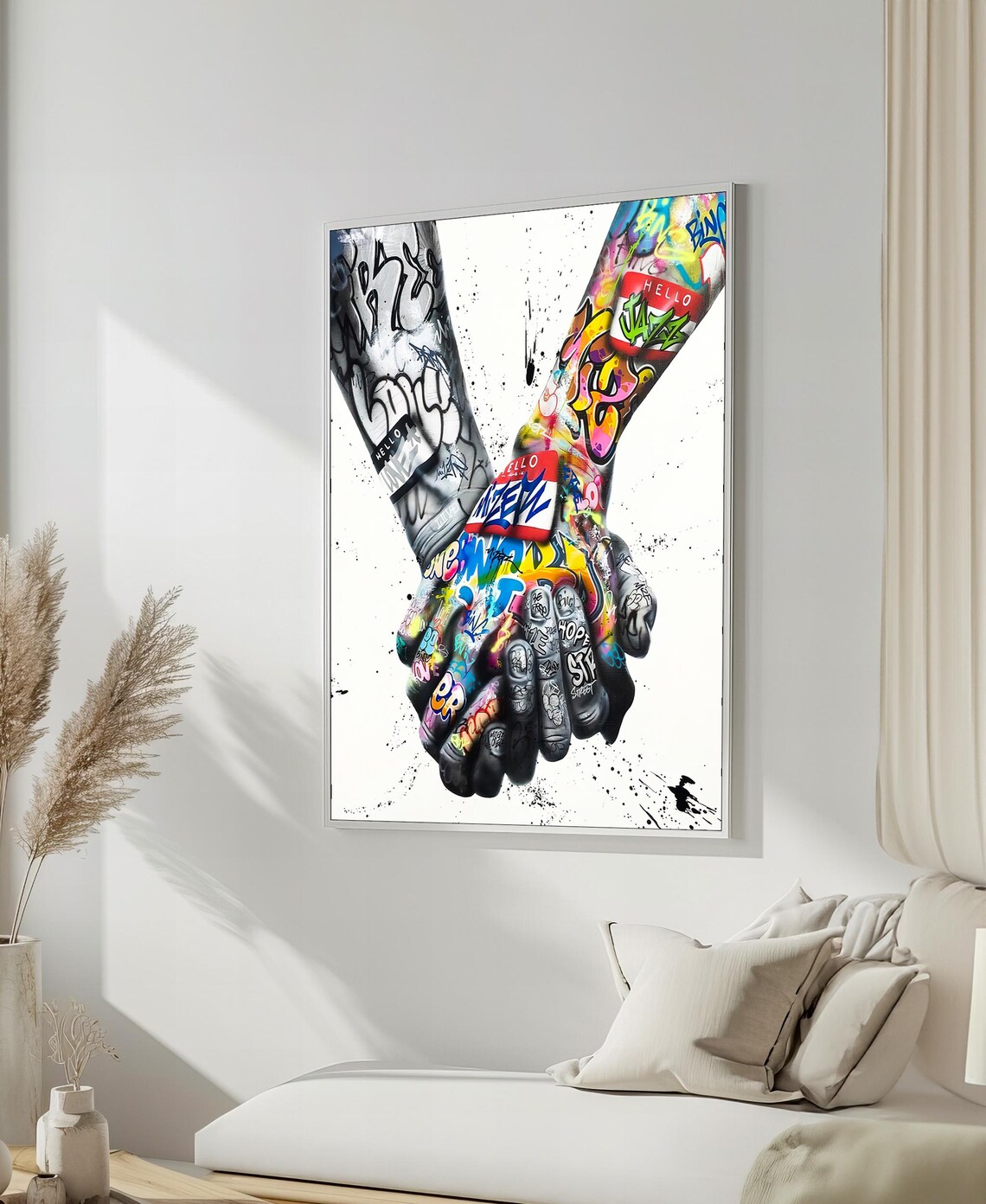 Graffiti Hands Unity, Bold Urban Wall Decor