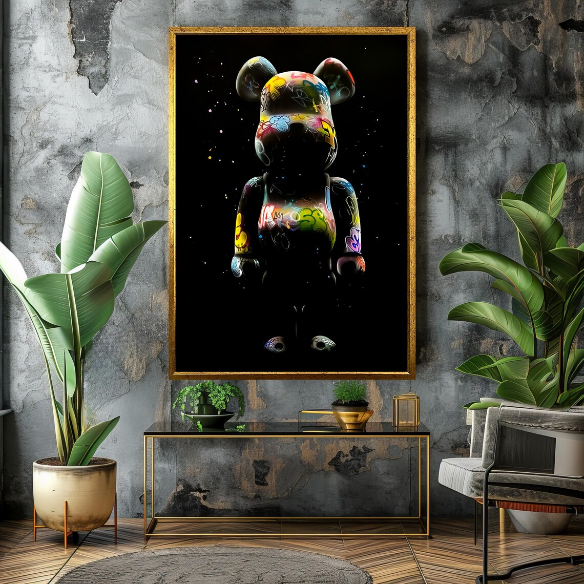 Graffiti Bearbrick Pop Art, Modern Urban Decor - Image 4