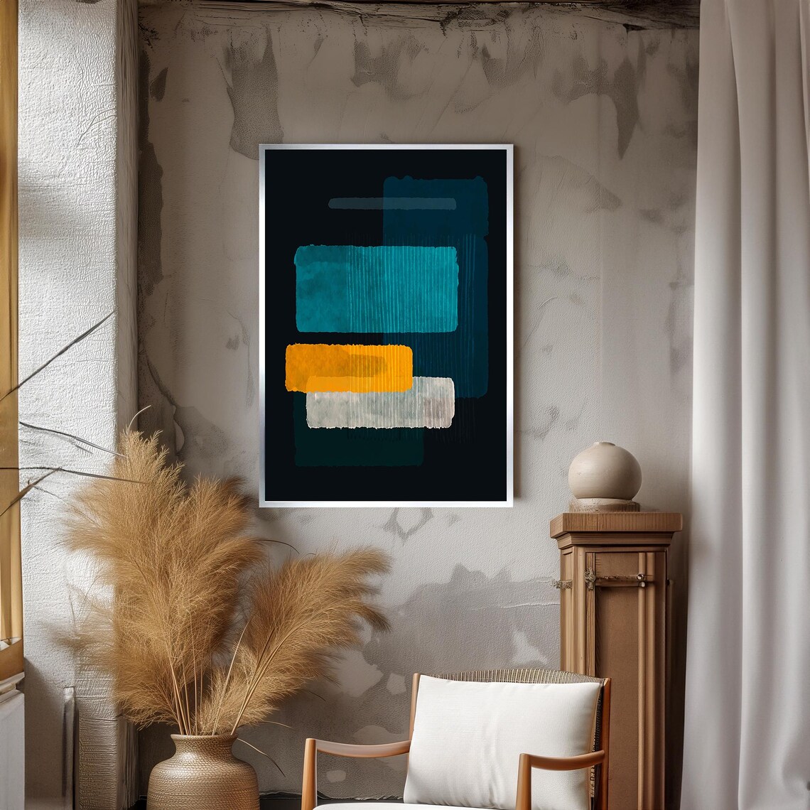 Bold Teal And Orange Abstract Painting By Mark Rothko Vibrant Modern Art For Contemporary Home Decor Gift Idea - Image 3
