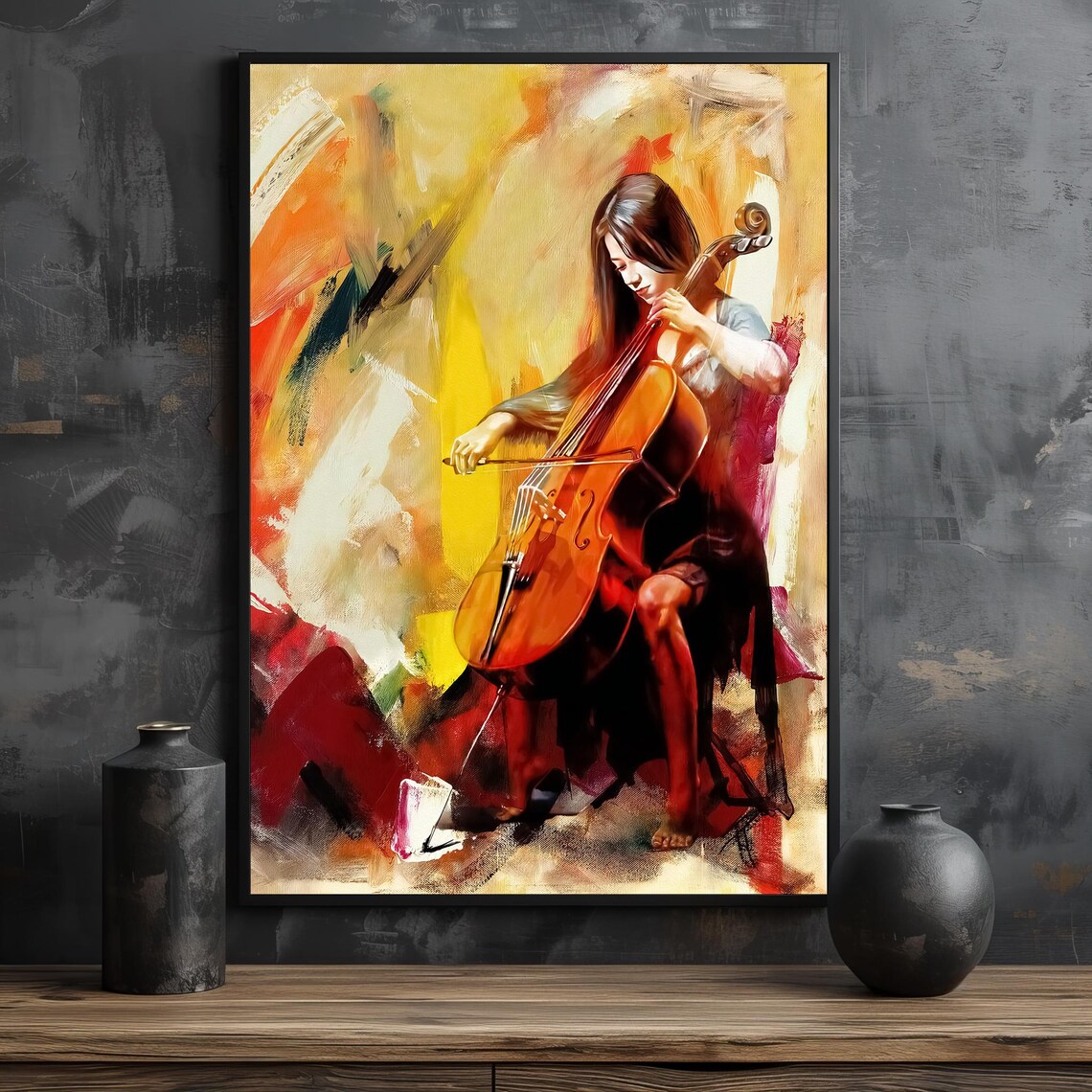 Graceful Young Woman Playing Cello in Warm Light Poster For Music Lovers - Image 2