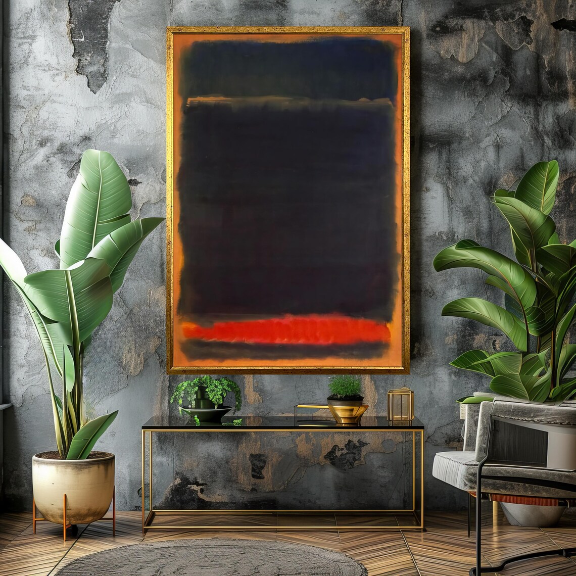 Mark Rothko Painting Deep Black And Red Abstract Art With Orange Borders Unique Gift For Modern Art Enthusiasts - Image 4