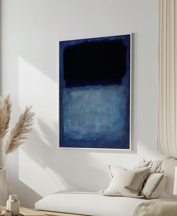 Moody Black And Blue Abstract Painting By Mark Rothkos Deep Color Field Art Contemporary Home Decor Gift