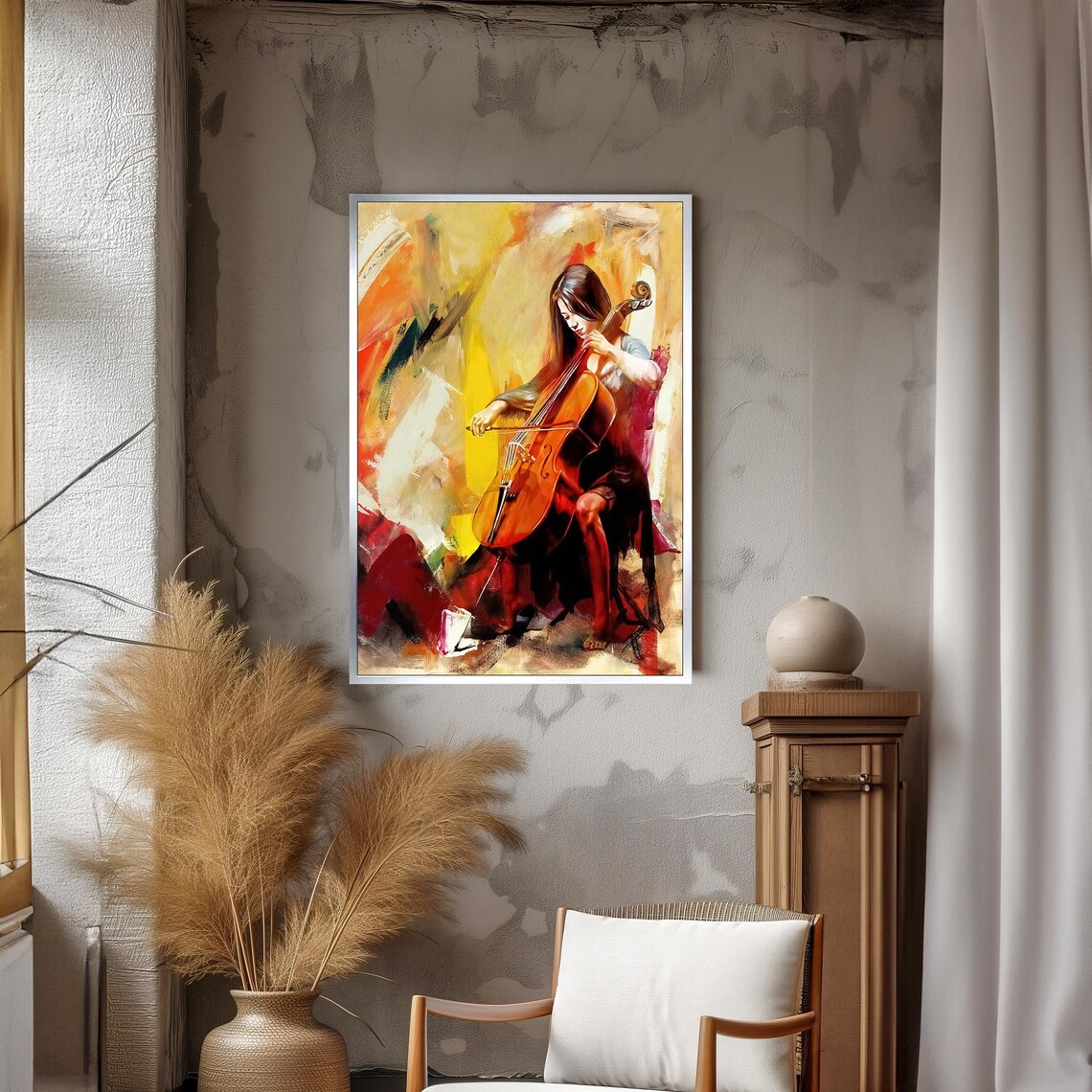 Graceful Young Woman Playing Cello in Warm Light Poster For Music Lovers - Image 3
