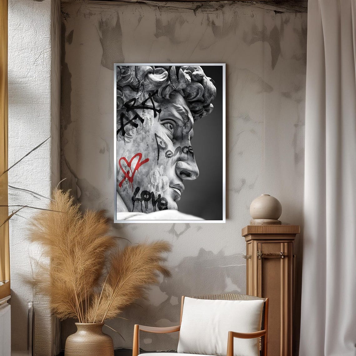 Michelangelo David Graffiti Love Peace Bold Urban Street Art Poster - Image 3