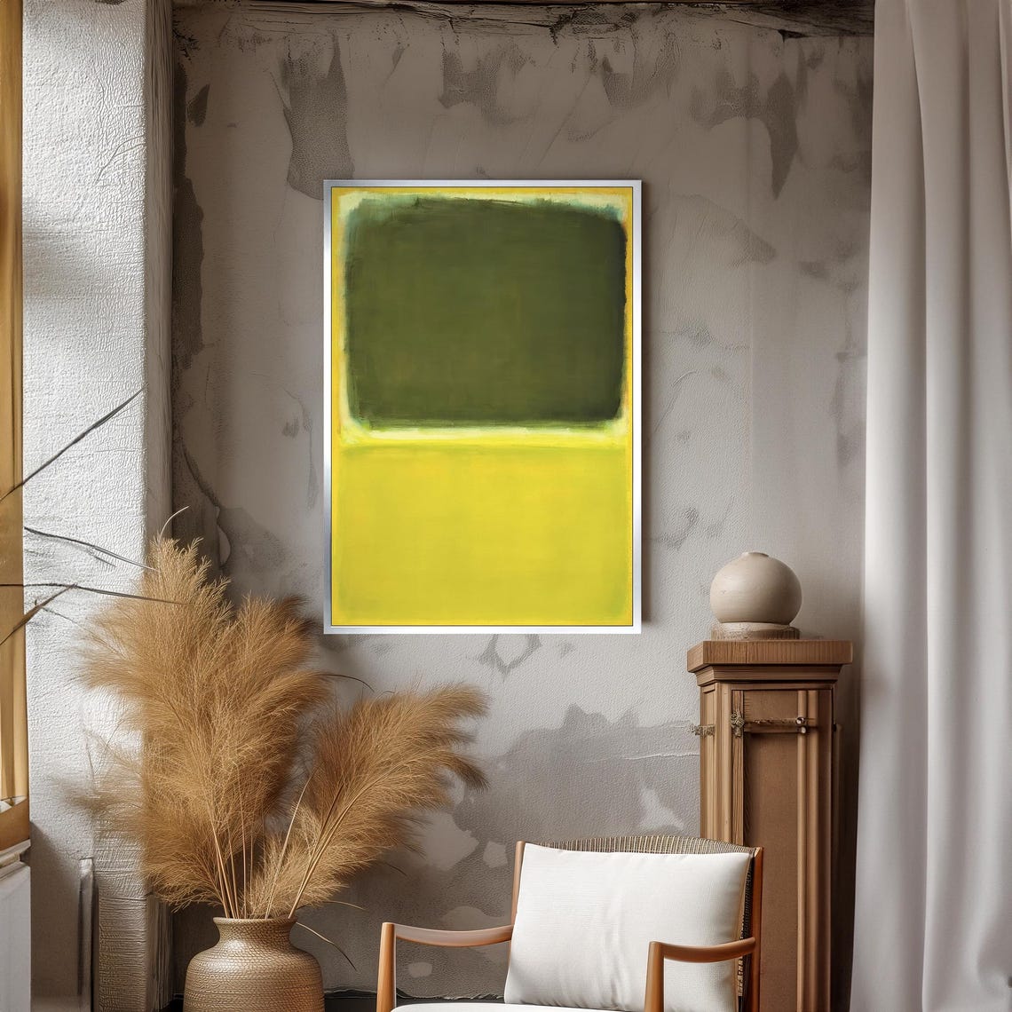 Vibrant Green Yellow Color-Field Abstract Modern Decor Poster - Image 3