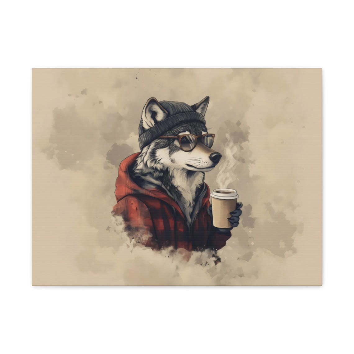 Coffee Hipster Wolf Maximalist Eclectic Victorian Print Bold Altered Party Portrait Fantasy Fun Colorful Renaissance Rustic Art - Image 2