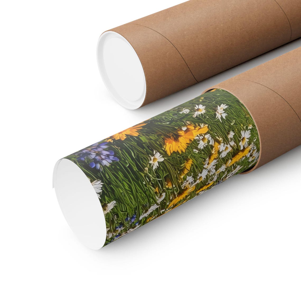 Alpine Meadow Flower Trail Snowy Peaks Blue Sky Summer Poster - Image 2