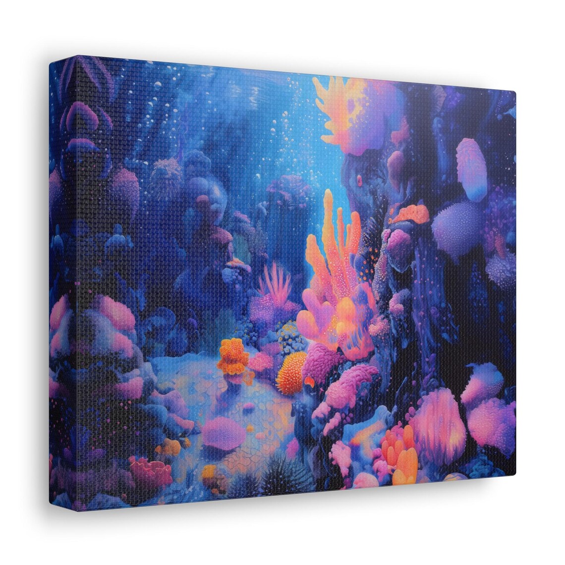 Neon Coral Reef Watercolor Underwater Glowing Corals Ocean Life Poster