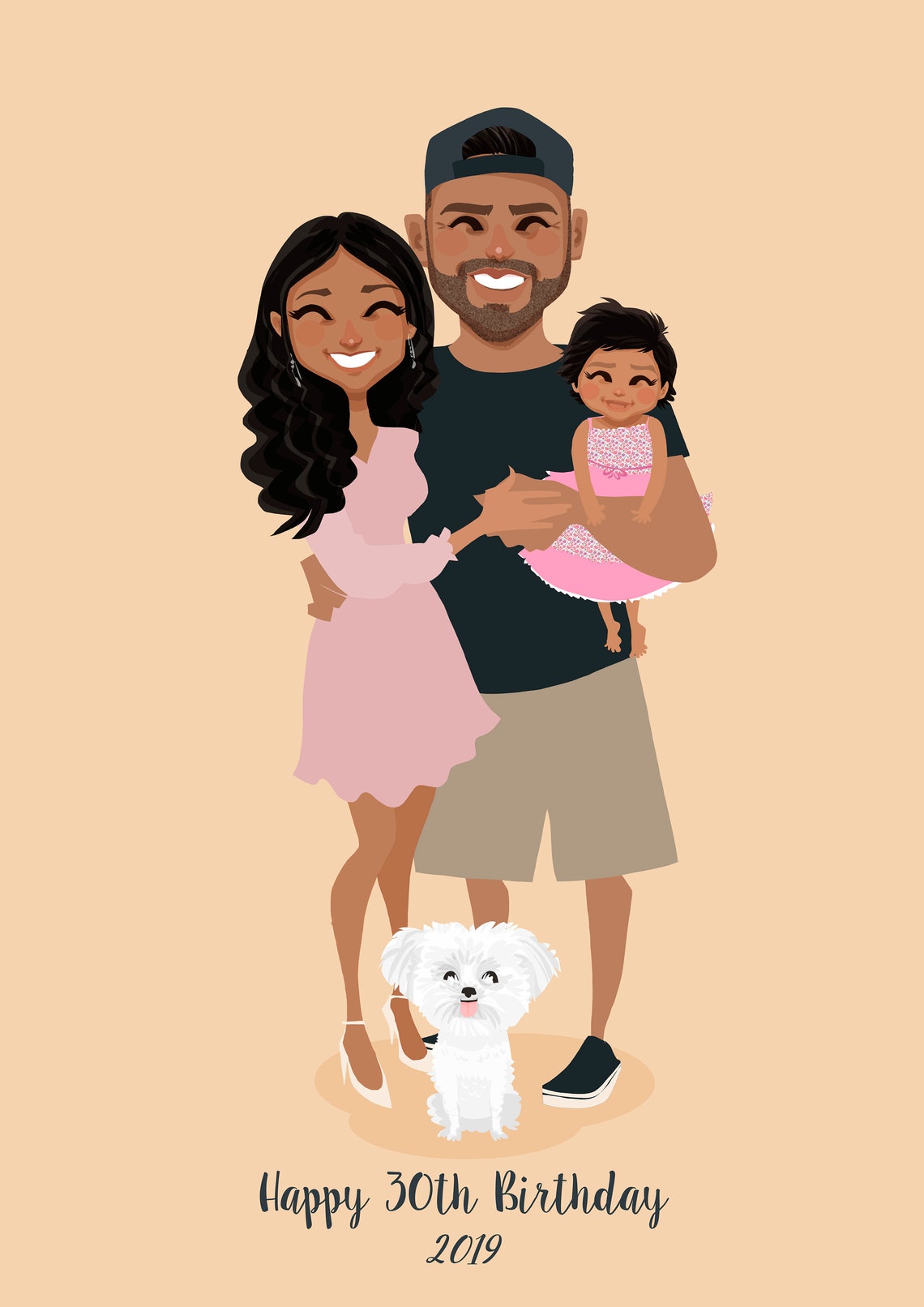 Custom 30th Birthday Family Portrait with Toddler and Dog Poster - Image 6