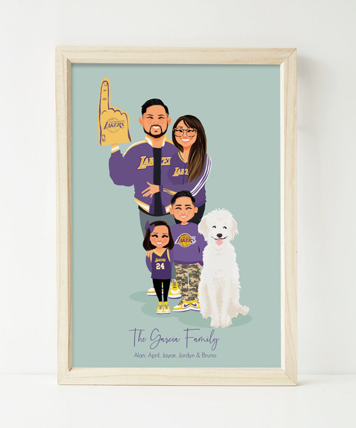 Custom Los Angeles Lakers Family Portrait Sports Gear Poster