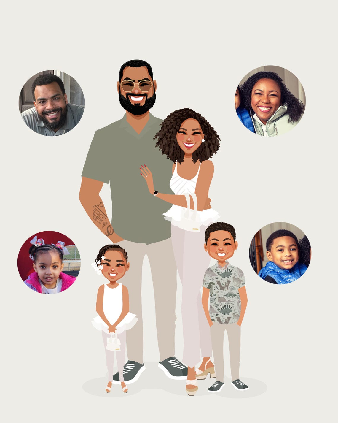 Custom Illustrated Family Portrait The Johnsons With Black Cat Poster - Image 4