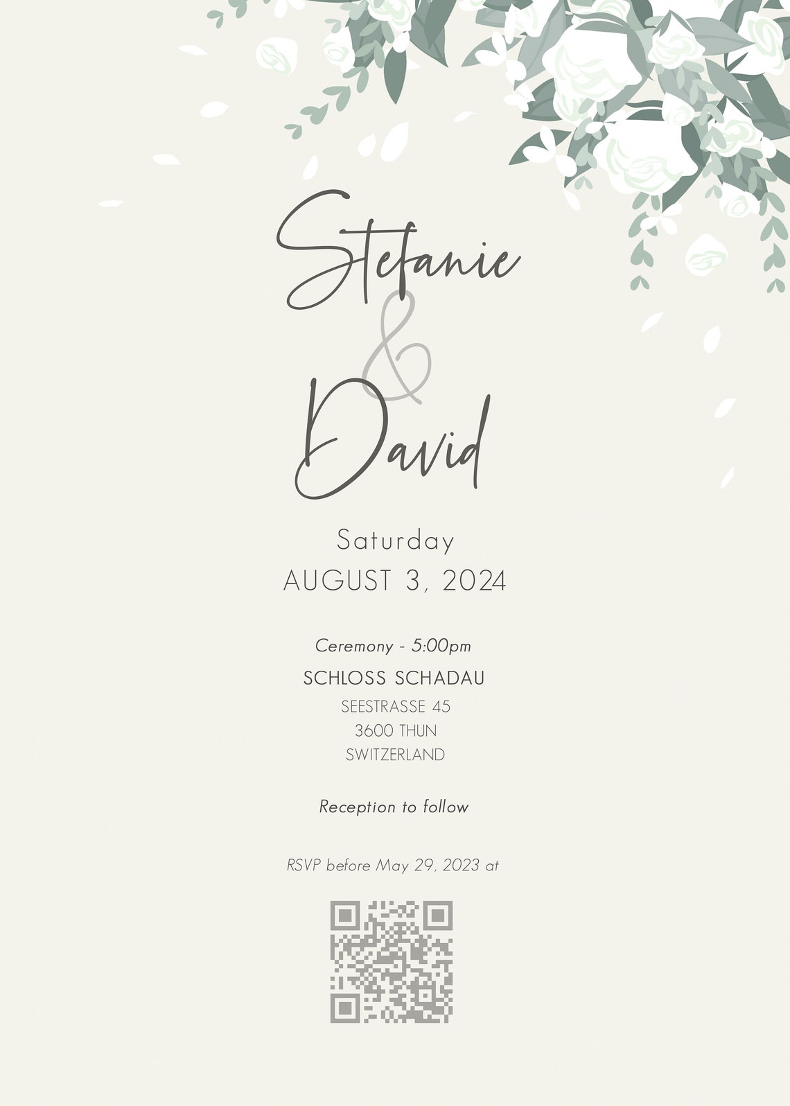 Custom Two Sided Wedding Invitation With Couple Portrait Print - Image 2