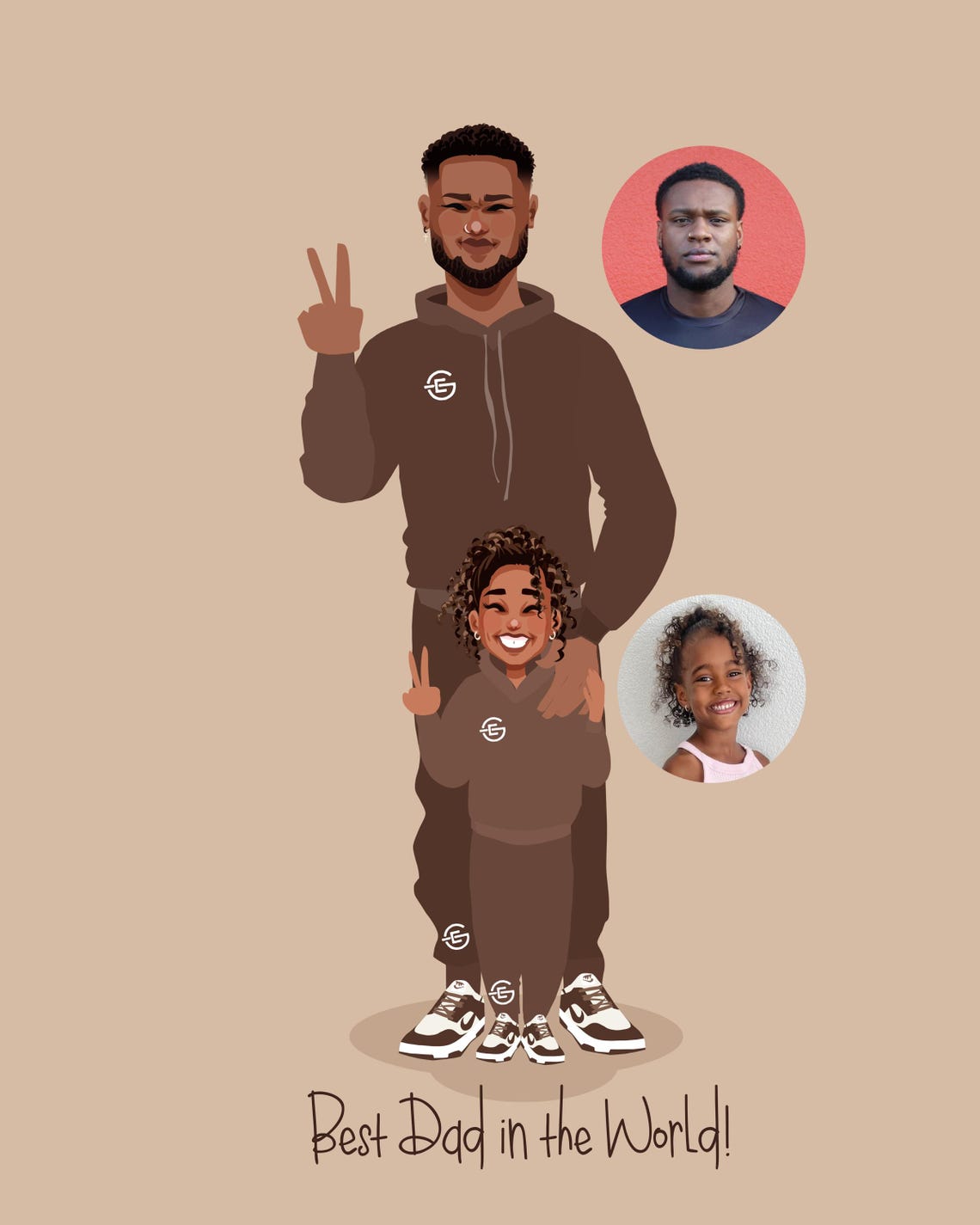 Best Dad in the World Custom Father and Child Portrait Poster - Image 5