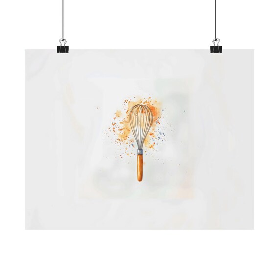 Whisk Mix Wall Art Landscape Kitchen Fruit Vegetable Poster Print Cooking Art Watercolor Painting Landscape Culinary Art
