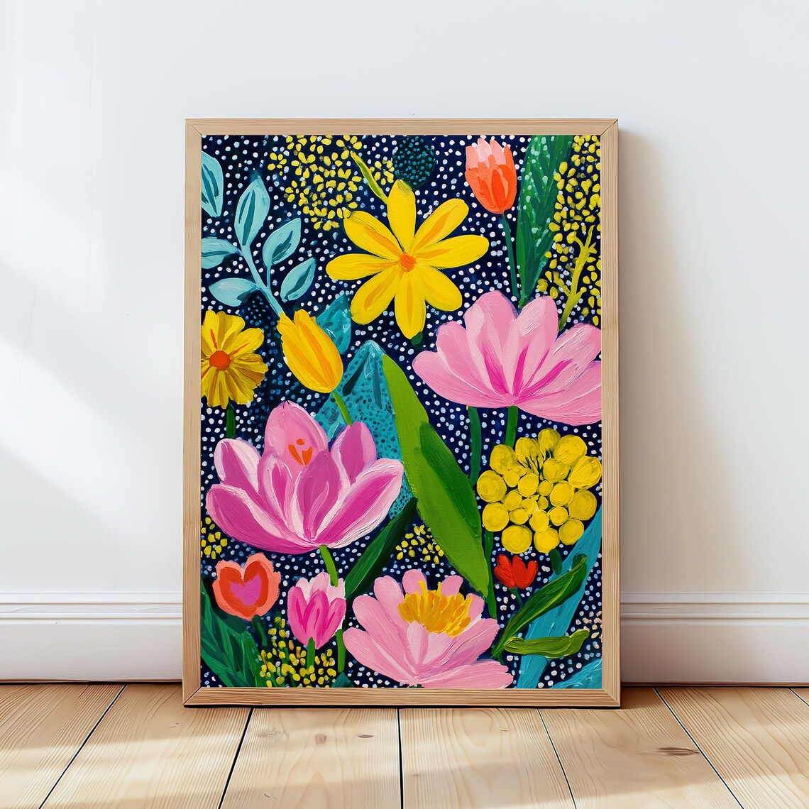 Colorful Modern Botanical Floral Garden Painting Style Art Poster